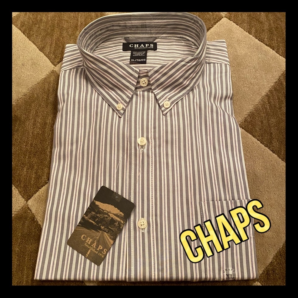 🎉NWT🎉 CHAPS striped buttoned collar striped dress shirt